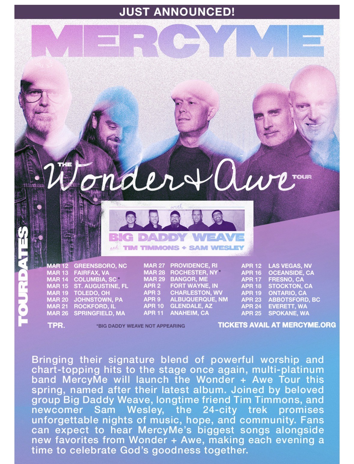 Mercy Me tour Poster